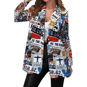 NEW LA' ROS kendall jet setter blazer in white multi print